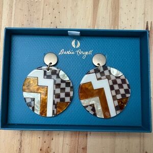 Darbie Angell Multicolor Geometric Mosaic Dangle Earrings 2.25"